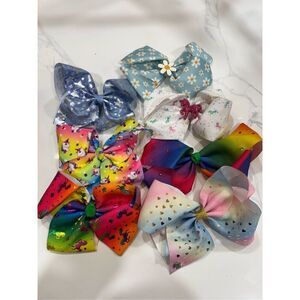 Jojo Siwa Bog Hair Bows Colorful Rainbow Bows, Set of 7
